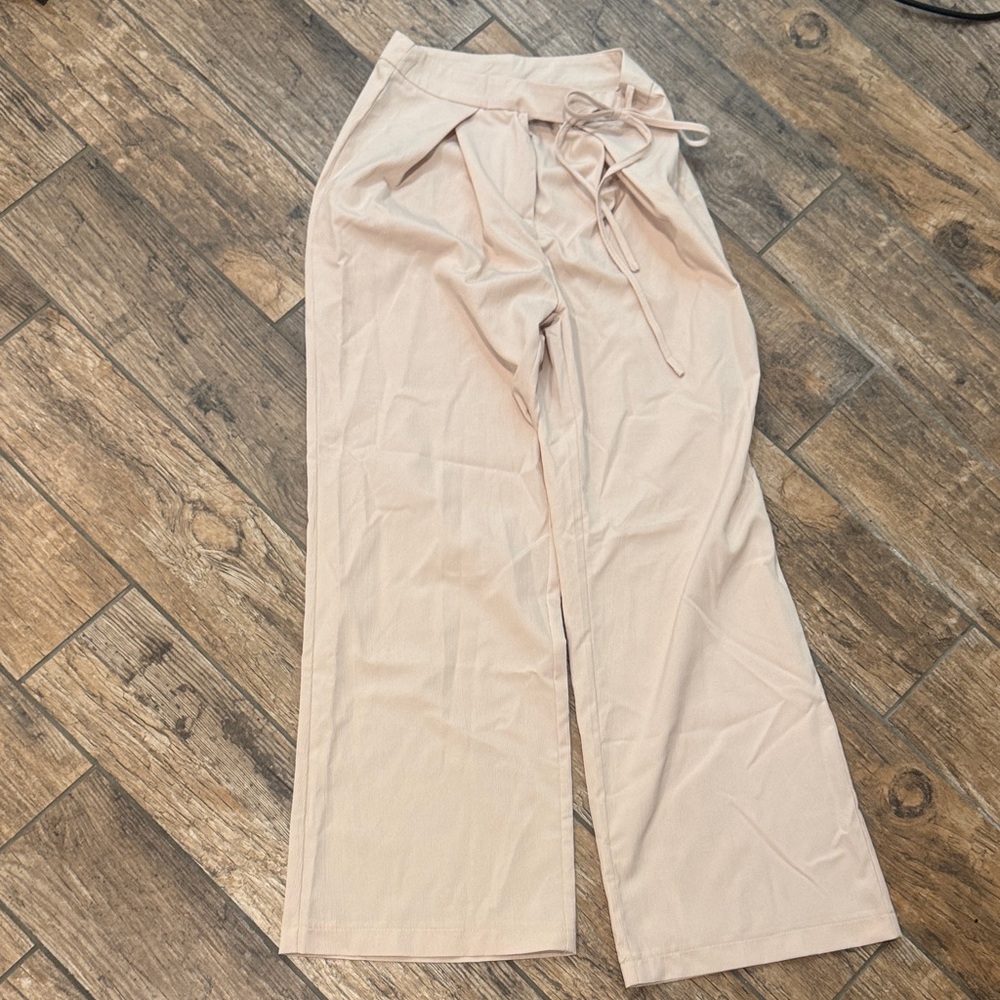 SHEIN Beige Wide-Leg Pants